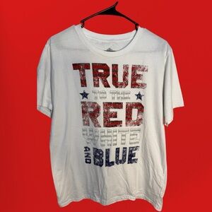 Celebrate! Patriotic Graphic Tee - White with Black Print size L